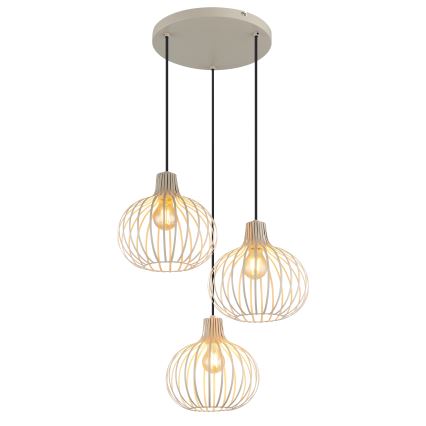 Globo - Suspension sur câble 3xE27/40W/230V beige