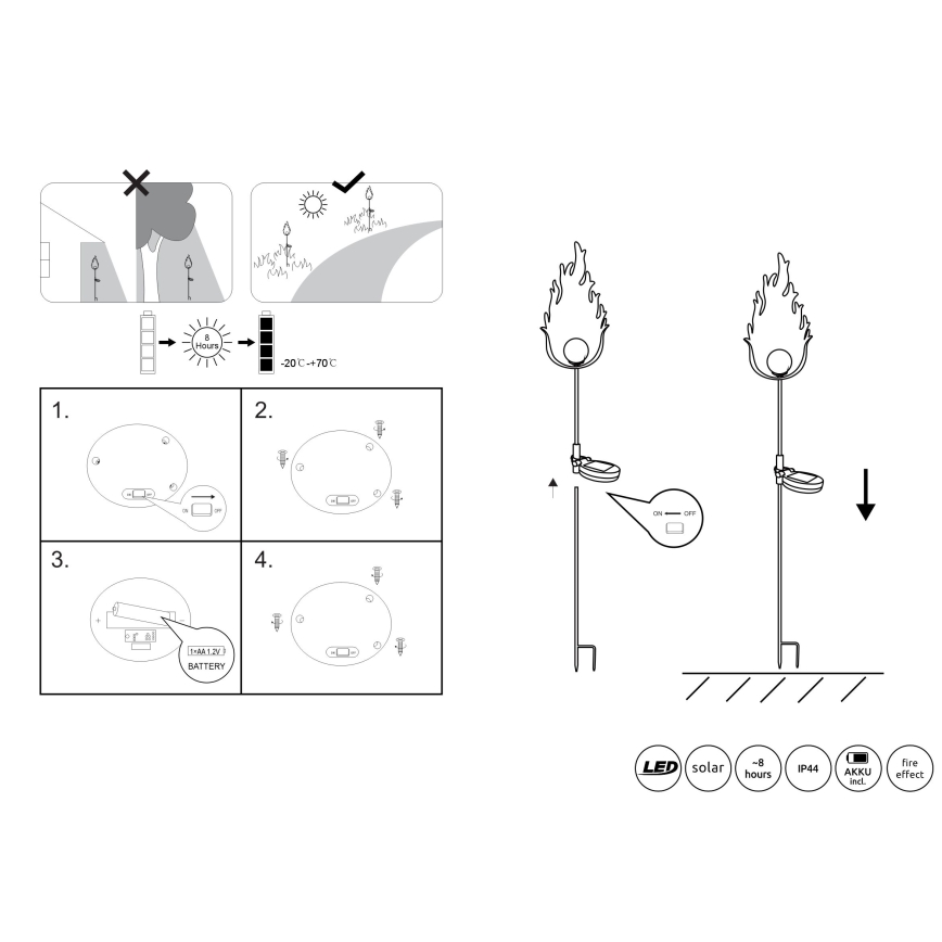 Globo - LED Solar lamp LED/0,04W/3V IP44 600 mAh