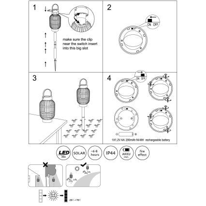 Globo - LED Solar lamp LED/1,44W/2,2V 1800K IP44 200 mAh