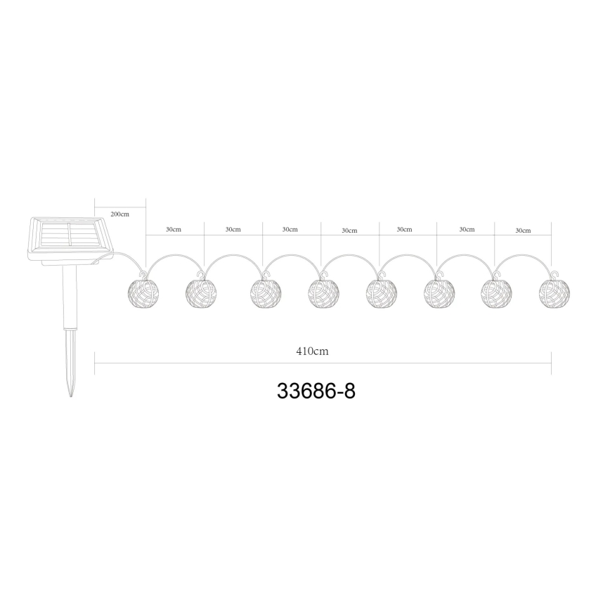 Globo - Guirlande solaire décorative 98xLED/0,1W/3V 410 cm IP44