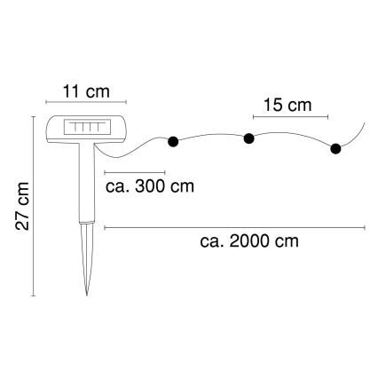 Globo - Guirlande solaire 20 m 120xLED/2,4V 2xAAA IP44 600 mAh