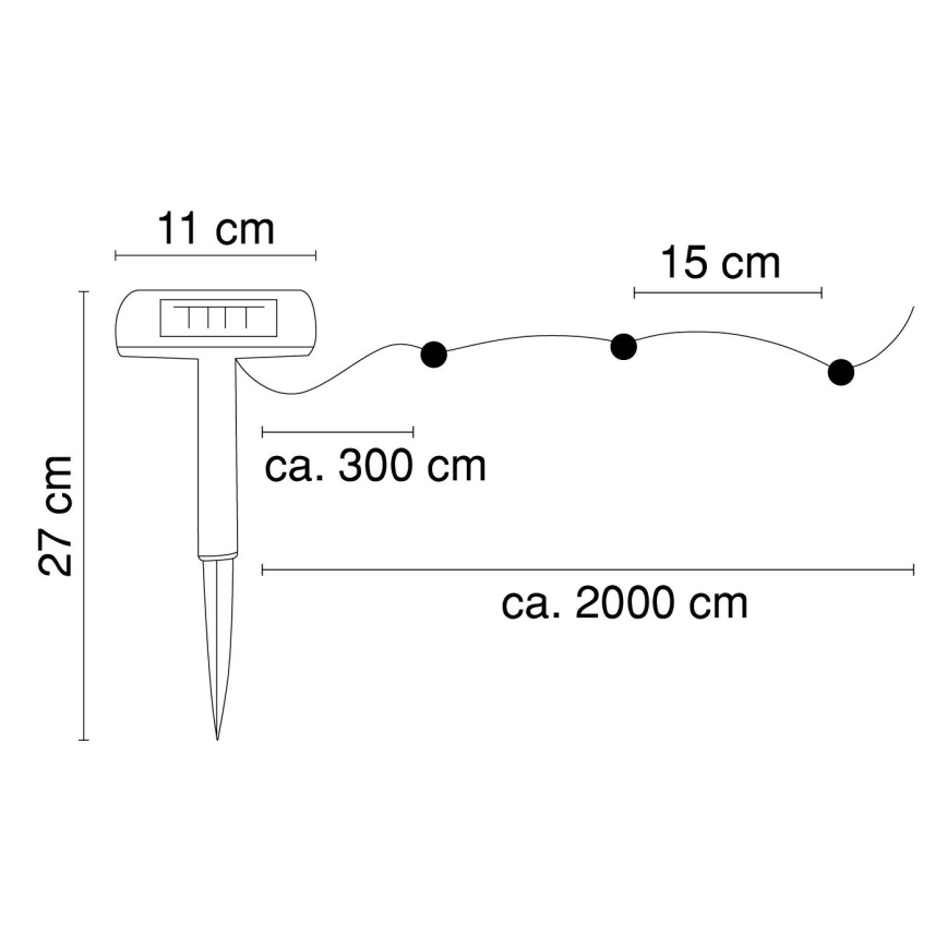 Globo - Guirlande solaire 20 m 120xLED/2,4V 2xAAA IP44 600 mAh