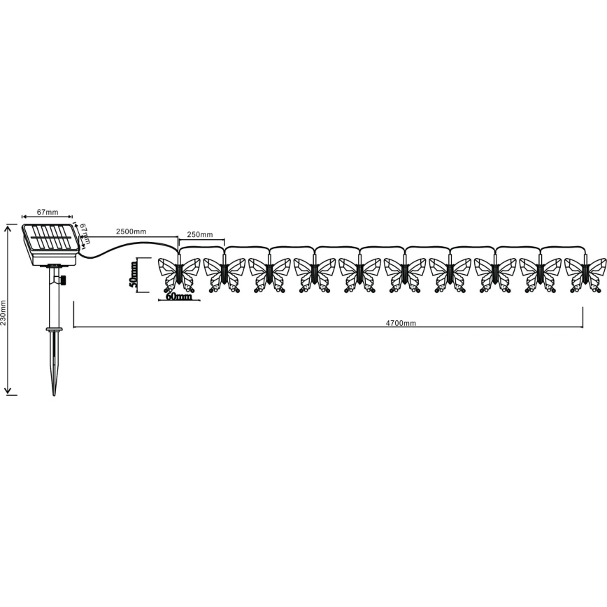 Globo - LED RGB Decoratieve ketting 10xLED/0,06W/3,2V 470 cm IP44