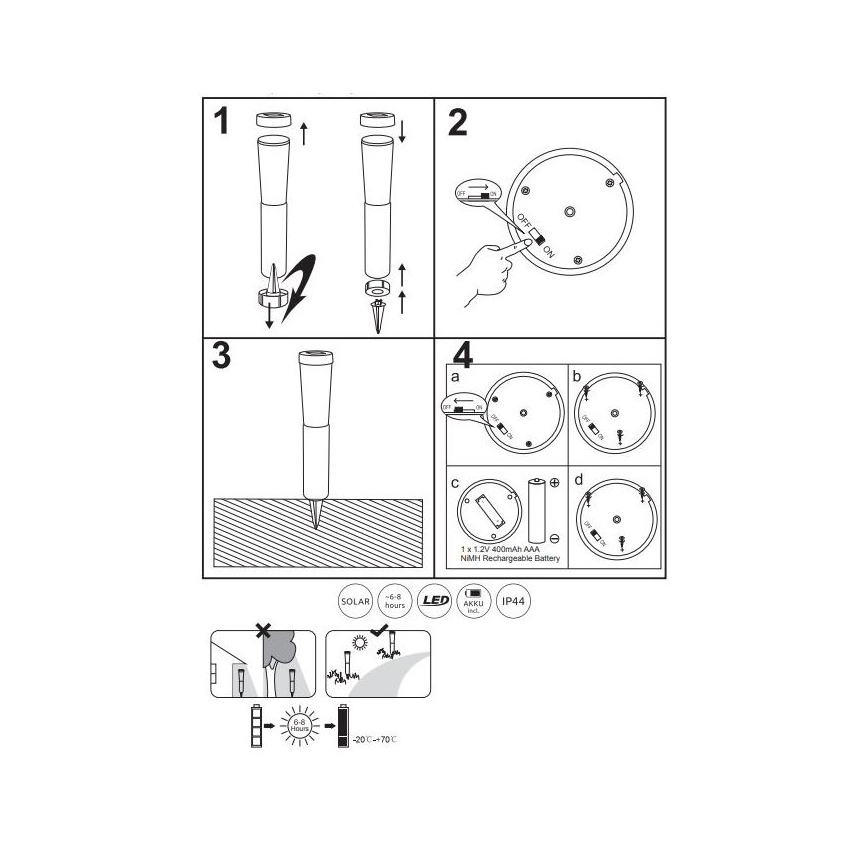 Globo - SET 2x LED Solar lamp LED/0,1W/3V 6000K IP44 400 mAh
