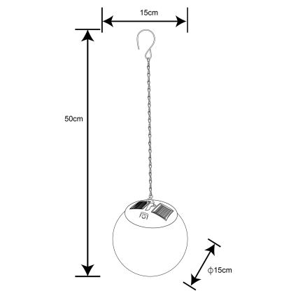 Globo - LED Solar kroonluchter aan een ketting 20xLED/0,06W/1,2V diameter 15 cm IP44 600 mAh