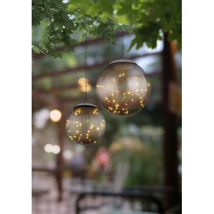 Globo - Suspension chaîne solaire 20xLED/0,06W/1,2V d. 15 cm IP44 600 mAh