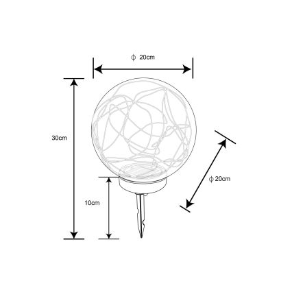 Globo - Lampe solaire 30xLED/0,06W/1,2V d. 20 cm IP44