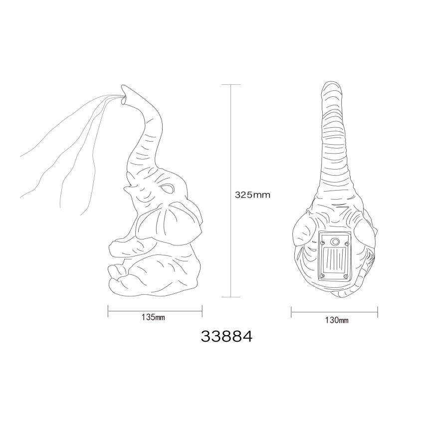 Globo - LED Zonne-Decoratie 20xLED/0,02W/3V IP44 300 mAh olifant