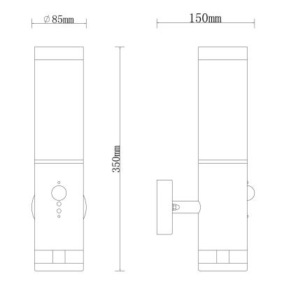 Globo - Wand Lamp voor Buiten met Sensor 1xE27/15W/230V IP44