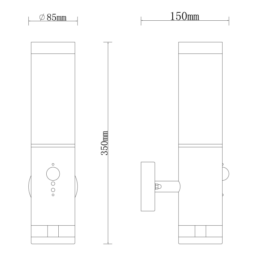 Globo - Wand Lamp voor Buiten met Sensor 1xE27/15W/230V IP44