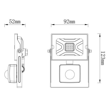 Globo - LED Floodlight met sensor LED / 10W / 230V IP44