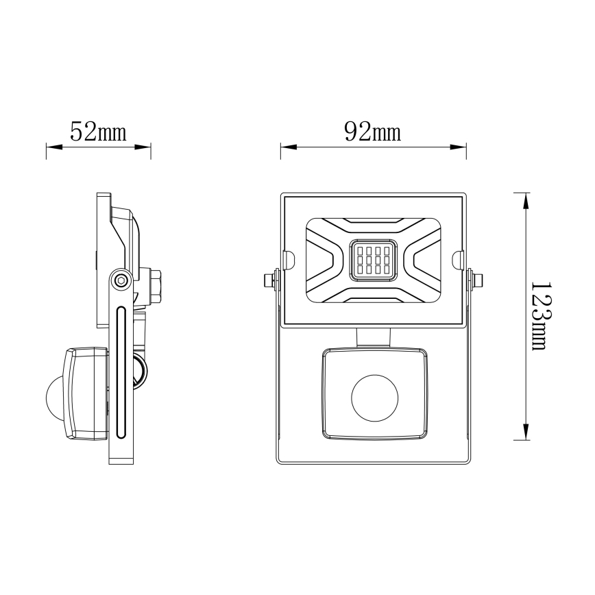 Globo - LED Floodlight met sensor LED / 10W / 230V IP44