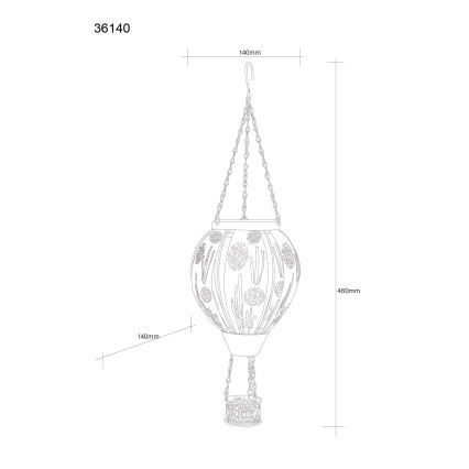 Globo - LED Hangende zonne-energie decoratie 12xLED/0,02W/3V IP44 300 mAh vliegende ballon