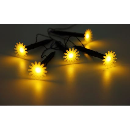 Globo - Guirlande solaire LED 5 x LED / 3 V, IP44, 300 mAh, 2,2 m, fleurs