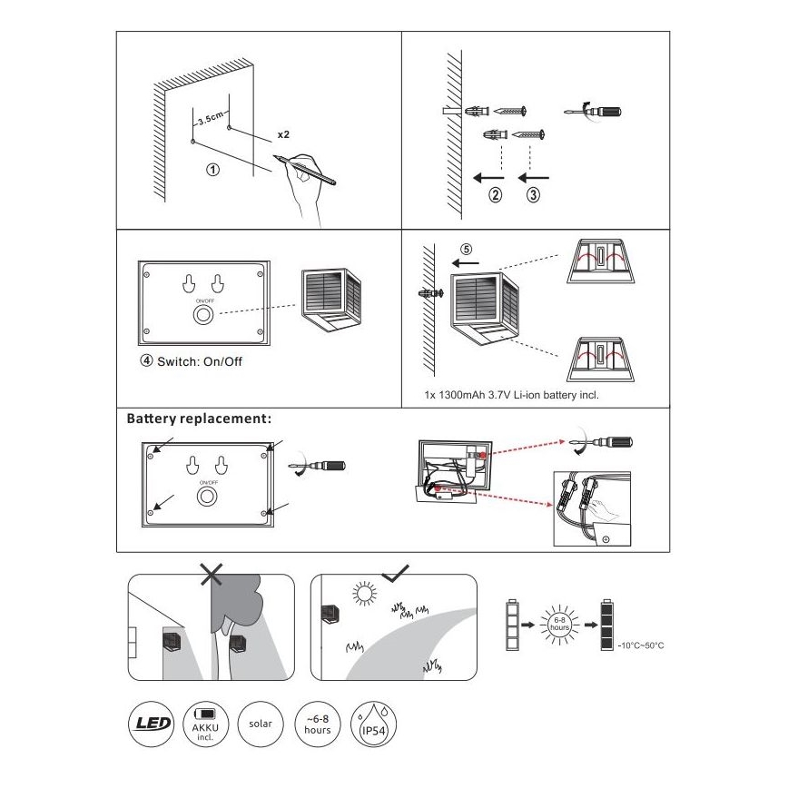 Globo - LED lamp op zonne-energie LED/6W/3,2V 3000K IP54