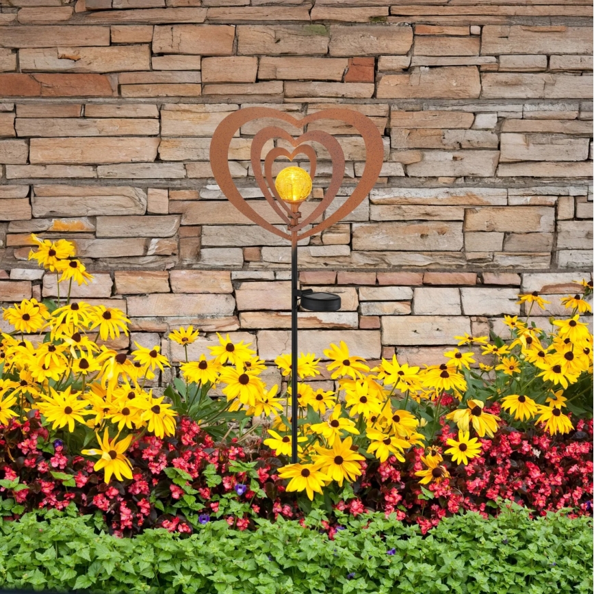 Globo - LED-solarlamp LED/3V IP44 300 mAh roestkleurig hart