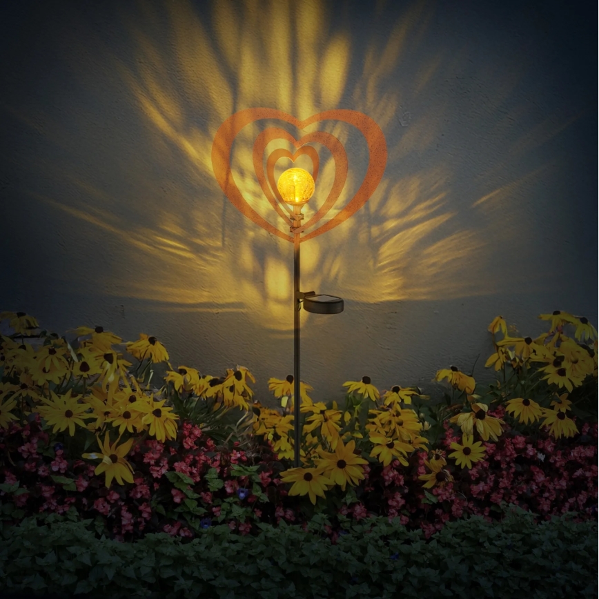 Globo - Lampe solaire LED/3V IP44 300 mAh, cœur rouillé