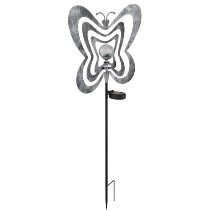 Globo - luminaire solaire LED/3V IP44 300 mAh papillon argenté