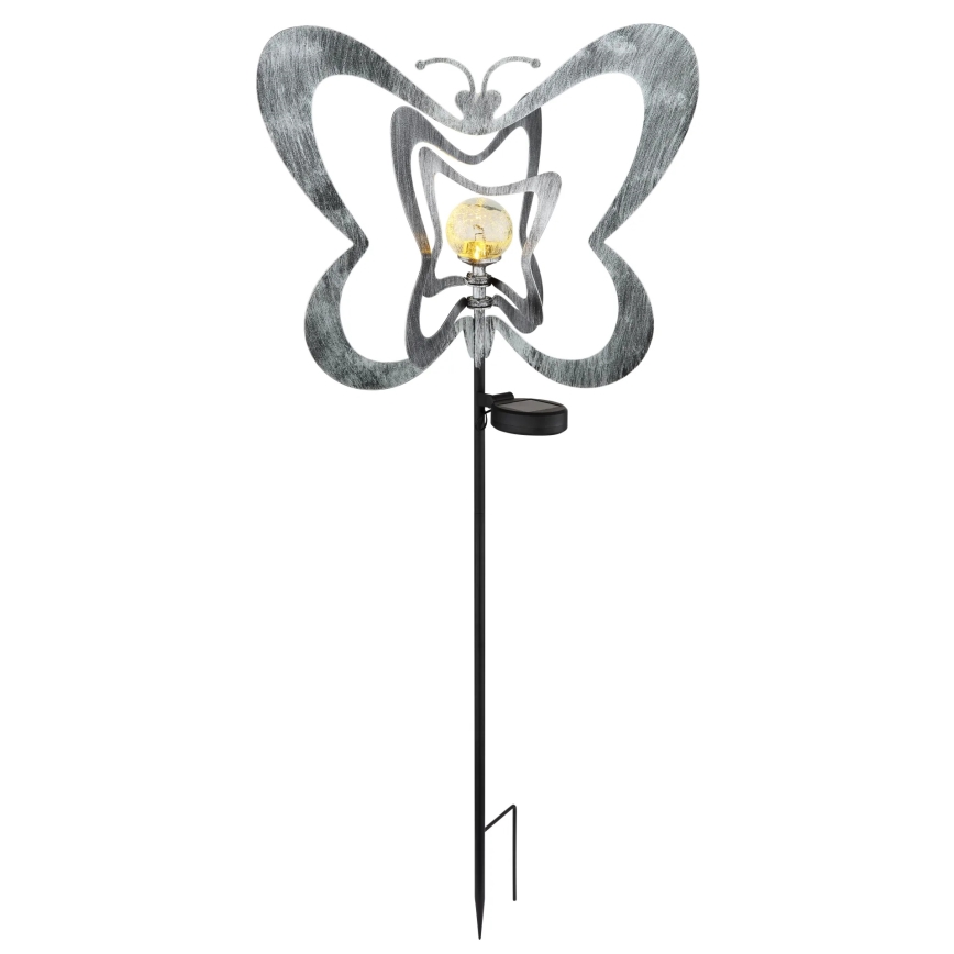 Globo - luminaire solaire LED/3V IP44 300 mAh papillon argenté