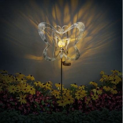 Globo - LED zonnelamp LED/3V IP44 300 mAh zilveren vlinder