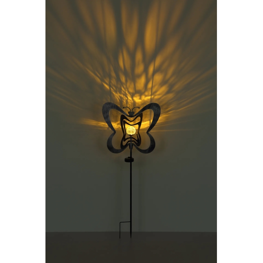 Globo - LED zonnelamp LED/3V IP44 300 mAh zilveren vlinder