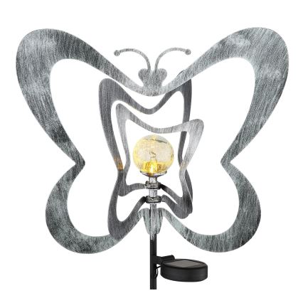 Globo - LED zonnelamp LED/3V IP44 300 mAh zilveren vlinder