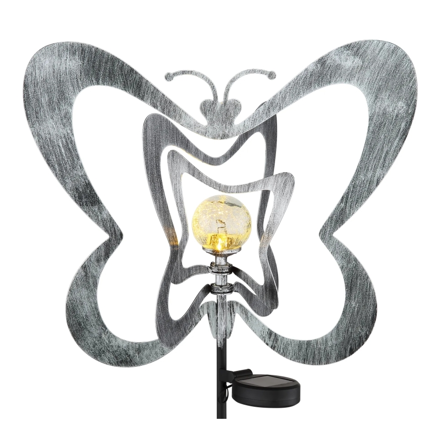 Globo - LED zonnelamp LED/3V IP44 300 mAh zilveren vlinder