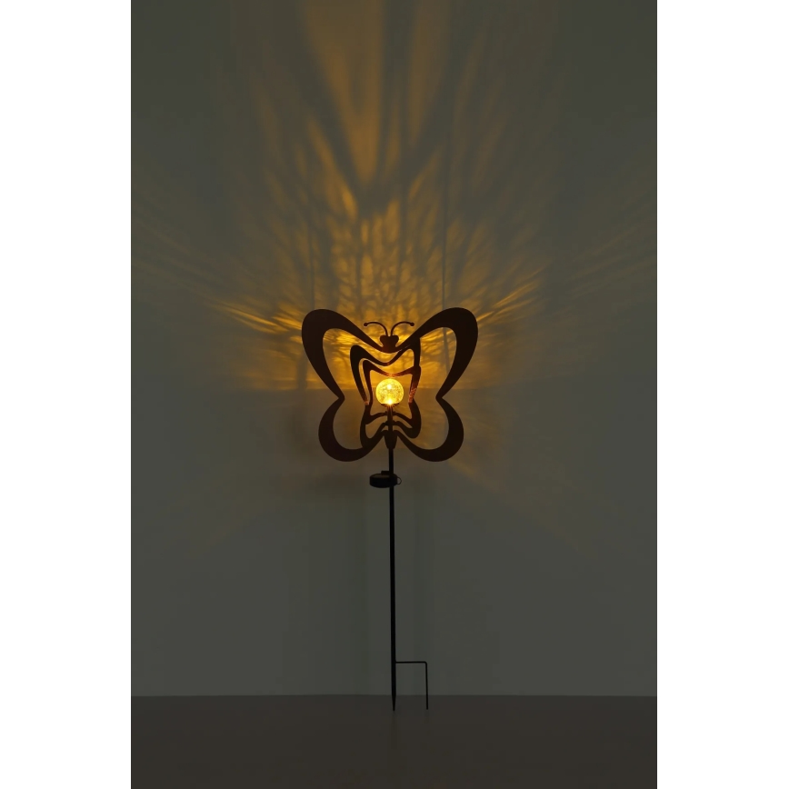 Globo - LED zonnelamp LED/3V IP44 300 mAh roestkleurige vlinder