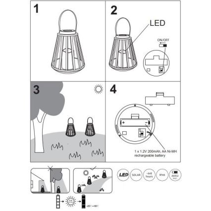 Globo - LED lamp op zonne-energie LED/0,06W/3V 3200K IP44