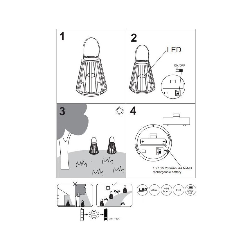 Globo - LED lamp op zonne-energie LED/0,06W/3V 3200K IP44