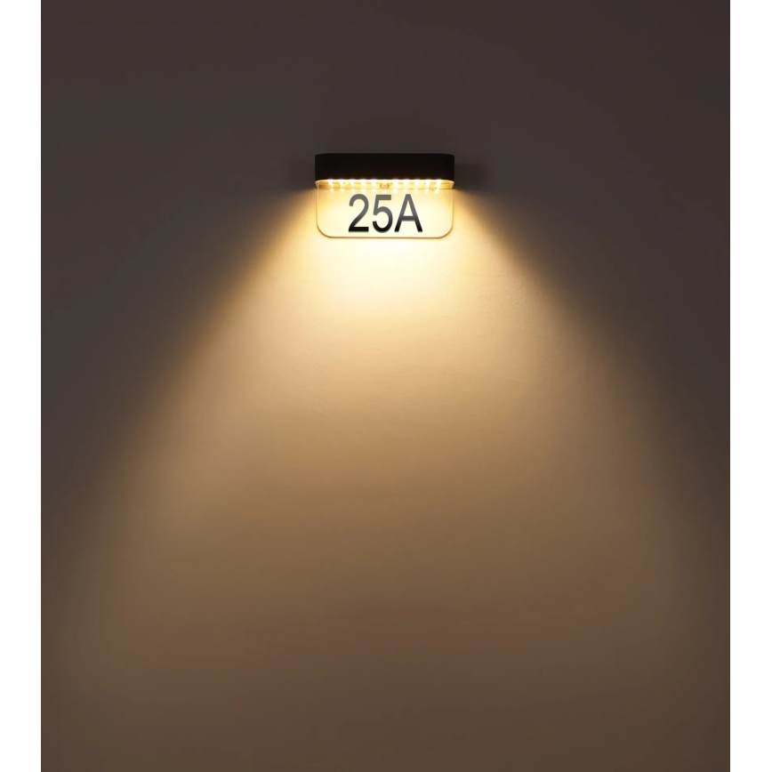 Globo - Numéro de maison solaire à LED, 6 W, 3,7 V, IP54, 1800 mAh