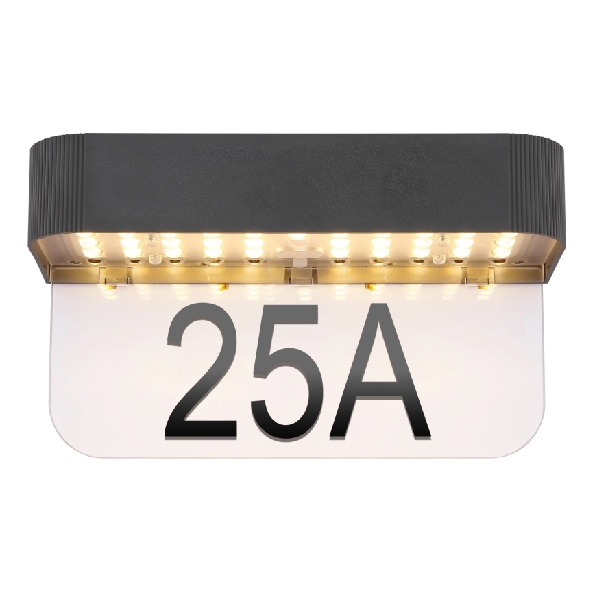 Globo - Numéro de maison solaire à LED, 6 W, 3,7 V, IP54, 1800 mAh