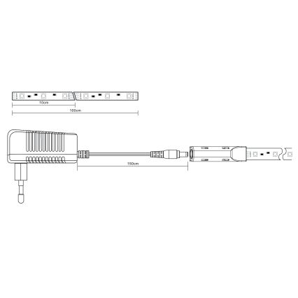 Globo - LED RGB Dimbare strip LED/6W/230V 1m + afstandsbediening