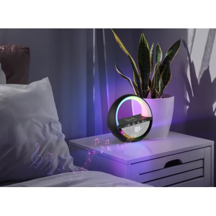 Globo - Lampe de table tactile rechargeable LED RGBW avec haut-parleur et recharge sans fil QI LED/3,5W/5V 1800 mAh