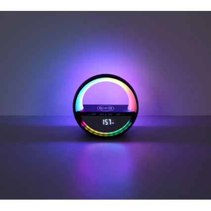 Globo - Lampe de table tactile rechargeable LED RGBW avec haut-parleur et recharge sans fil QI LED/3,5W/5V 1800 mAh