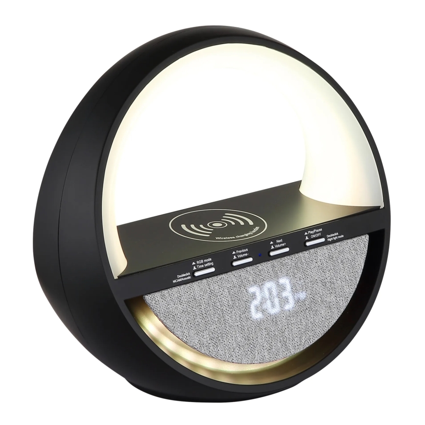 Globo - Lampe de table tactile rechargeable LED RGBW avec haut-parleur et recharge sans fil QI LED/3,5W/5V 1800 mAh