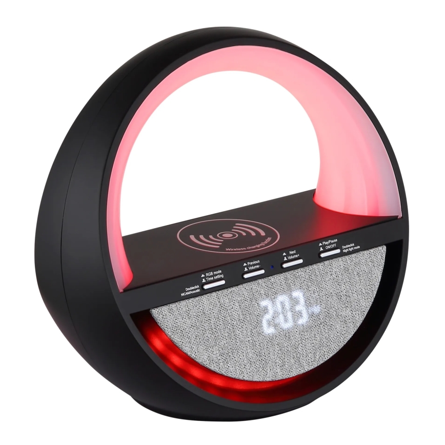 Globo - Lampe de table tactile rechargeable LED RGBW avec haut-parleur et recharge sans fil QI LED/3,5W/5V 1800 mAh