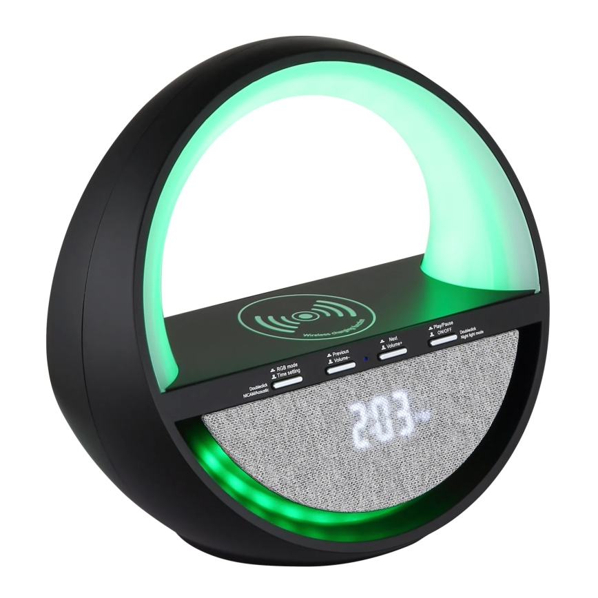 Globo - Lampe de table tactile rechargeable LED RGBW avec haut-parleur et recharge sans fil QI LED/3,5W/5V 1800 mAh