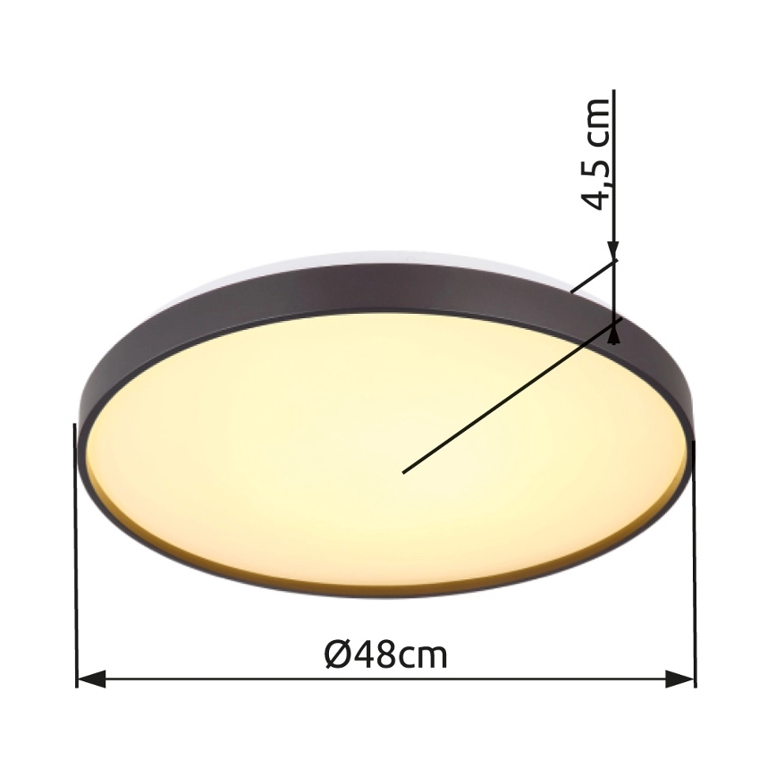 Globo - LED Plafondlamp LED/24W/230V diameter 48 cm antraciet