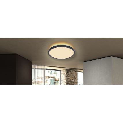 Globo - Plafonnier à intensité variable LED salle de bain LED/18W/230V d. 29,4 cm IP44 noir