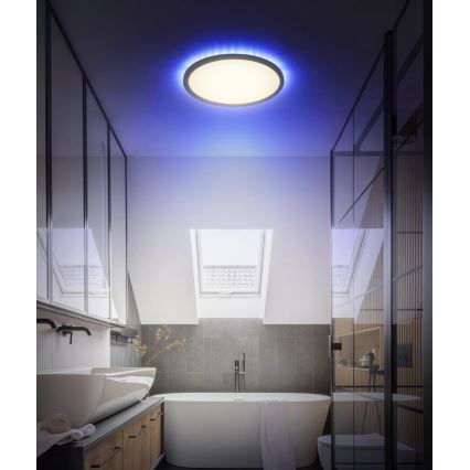 Globo - LED RGB Dimbare badkamer plafondlamp LED/18W/230V 3000-6000K + afstandsbediening IP44 zwart