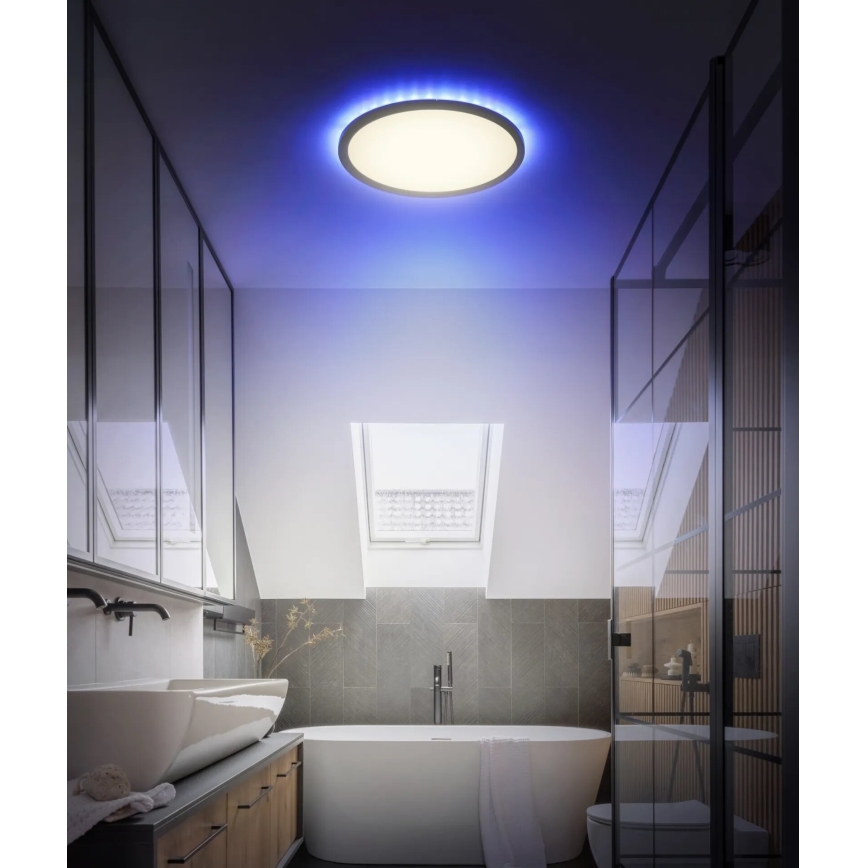 Globo - LED RGB Dimbare badkamer plafondlamp LED/18W/230V 3000-6000K + afstandsbediening IP44 zwart