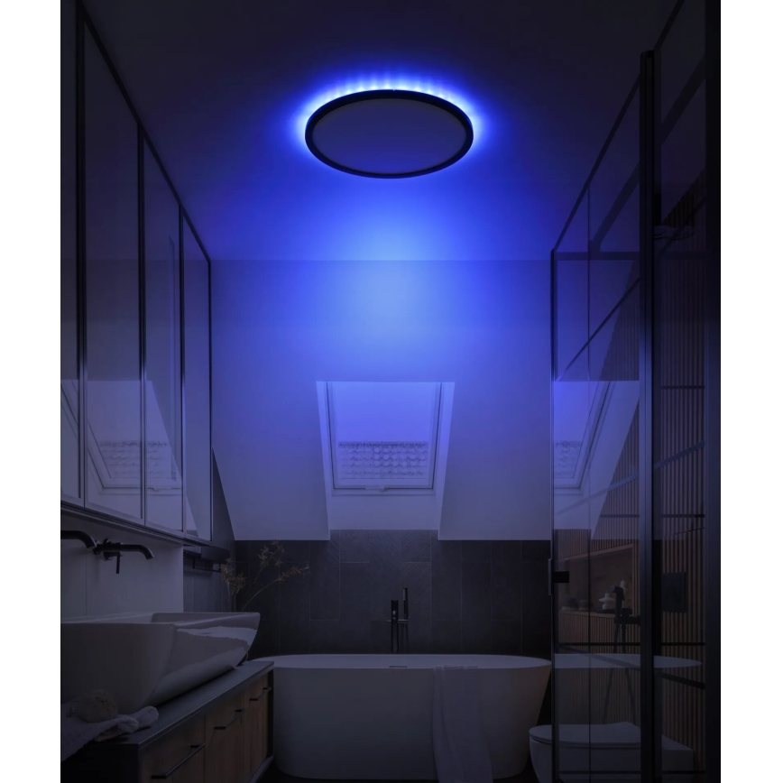 Globo - LED RGB Dimbare badkamer plafondlamp LED/18W/230V 3000-6000K + afstandsbediening IP44 zwart