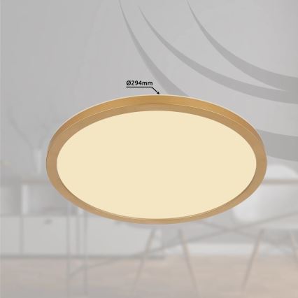 Globo - LED Dimbare badkamer plafondverlichting LED/18W/230V 3000K IP44 diameter 29,4 cm messing