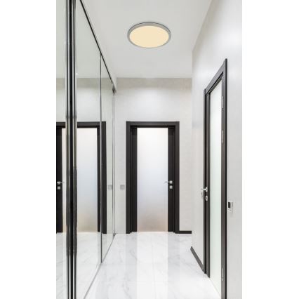 Globo - LED Dimbare badkamer plafondverlichting LED/18W/230V diameter 29,4 cm IP44 mat chroom