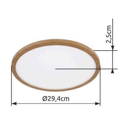 Globo - LED Dimbare badkamer plafondverlichting LED/18W/230V diameter 29,4 cm IP44 bruin