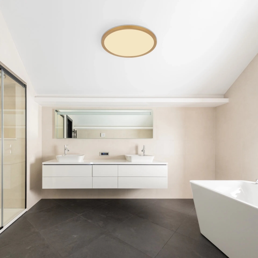 Globo - LED Dimbare badkamer plafondverlichting LED/24W/230V 3000K IP44 diameter 42 cm messing