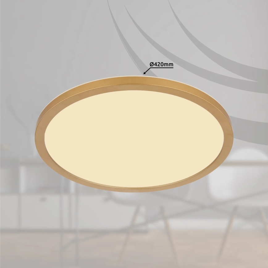 Globo - LED Dimbare badkamer plafondverlichting LED/24W/230V 3000K IP44 diameter 42 cm messing