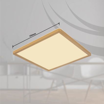 Globo - LED Dimbare badkamer plafondverlichting LED/18W/230V 3000K IP44 29,4x29,4 cm messing