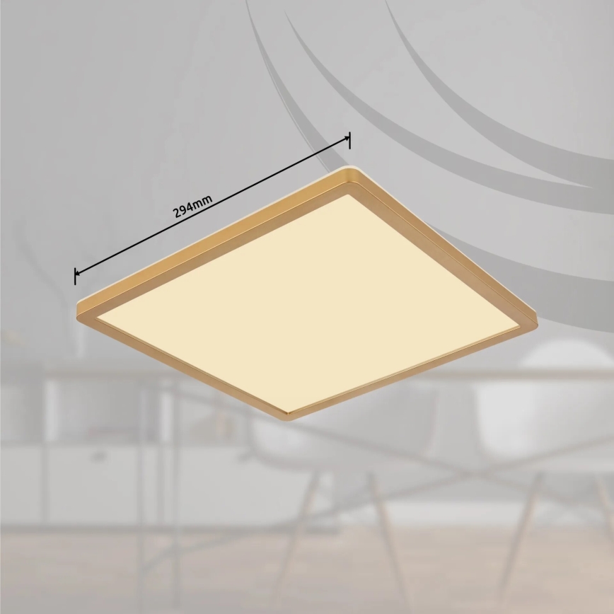 Globo - LED Dimbare badkamer plafondverlichting LED/18W/230V 3000K IP44 29,4x29,4 cm messing